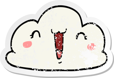 Bir insan tarafından çizilmiş karikatür bulutunun sıkıntılı çıkartması.