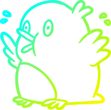 Bir insan tarafından çizilmiş aşırı heyecanlı bir Robin 'in soğuk gradyan çizgisi.