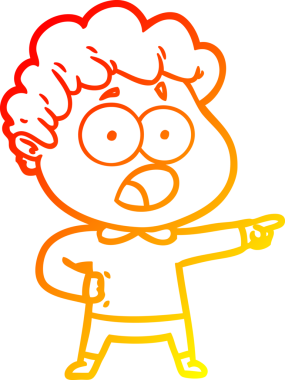 Bir insan tarafından şaşırtılarak çizilen çizgi film karakterinin sıcak çizgi çizimi.