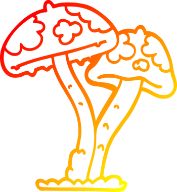 Bir insan tarafından çizilmiş bir mantarın sıcak gradyan çizimi