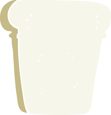 Bir insan tarafından çizilmiş düz renkli bir ekmek dilimi.