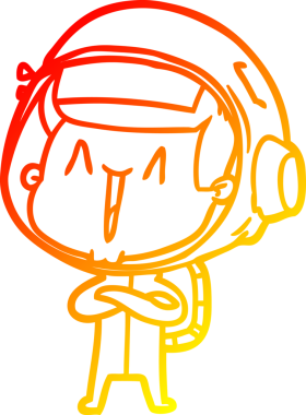 Bir insan tarafından çizilmiş mutlu bir astronotun sıcak çizgi çizimi