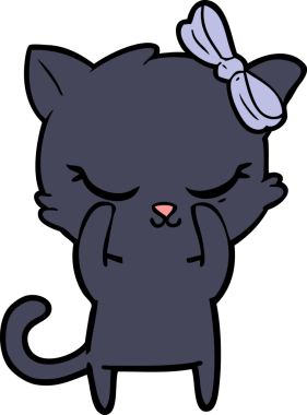 Bir insan tarafından çizilmiş sevimli çizgi film kedisi.