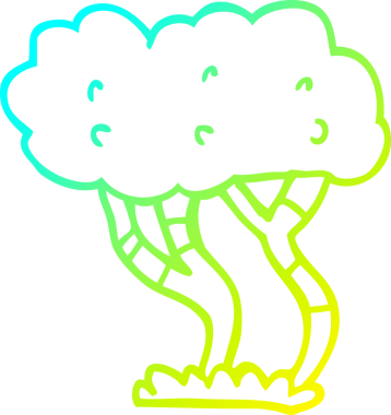 Bir insan tarafından çizilmiş bir karikatür ağacının soğuk gradyan çizimi