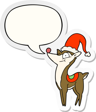 Bir insan tarafından çizilmiş konuşma kabarcığı etiketli karikatür Noel geyiği.
