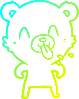 Bir insan tarafından çizilmiş kaba bir çizgi film ayısının soğuk gradyan çizimi