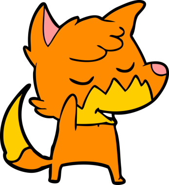 Bir insan tarafından çizilmiş dost canlısı çizgi film tilkisi