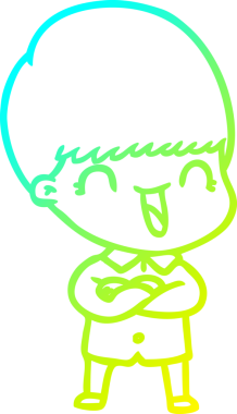 Bir insan tarafından çizilmiş mutlu çizgi film çocuğu çizimi.