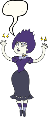 Bir insan tarafından çizilmiş serbest konuşma balonu çizilmiş vampir kız.