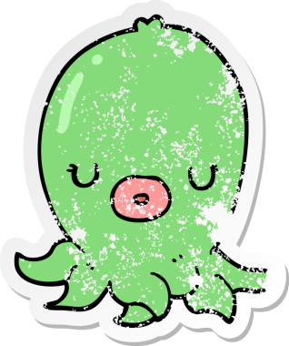 Bir insan tarafından çizilmiş bir ahtapotun sıkıntılı çıkartması.