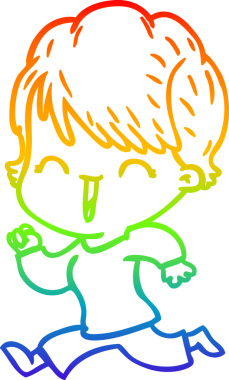 Gökkuşağı gradyan çizgi çizimi bir insan tarafından çizilmiş gülen bir kadın.