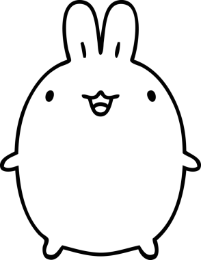 Mutlu yuvarlak bir tavşanın çizgi karalaması bir insan tarafından çizilmiş