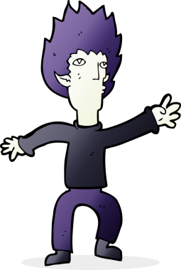 Bir insan tarafından çizilmiş bir vampir çizgi filmi.