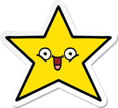 Bir insan tarafından çizilmiş şirin bir çizgi film yıldızının çıkartması.