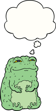 Bir insan tarafından çizilmiş düşünce baloncuklu kendini beğenmiş kurbağa.