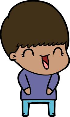 Bir insan tarafından çizilmiş mutlu çizgi film çocuğu.