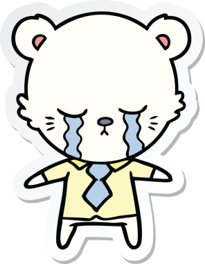 Bir insan tarafından çizilmiş ağlayan bir kutup ayısının çıkartması.