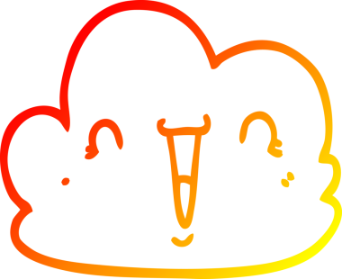 Bir insan tarafından çizilmiş sıcak çizgi çizgi çizimi mutlu bulut