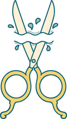 Bir insan tarafından çizilmiş berber makasının ikonik dövme şekli