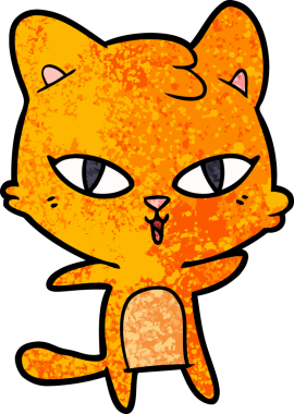 Bir insan tarafından çizilmiş çizgi film kedisi.