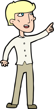 Çizgi filmci, bir insanın çizdiği yolu gösteriyor.