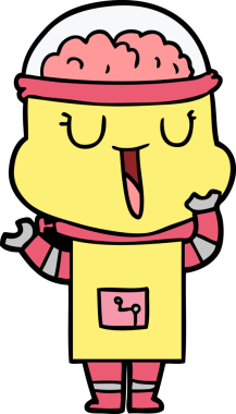 Bir insan tarafından çizilmiş mutlu çizgi film robotu