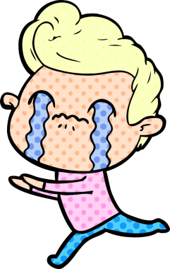 Bir insan tarafından çizilmiş ağlayan çizgi film adamı.