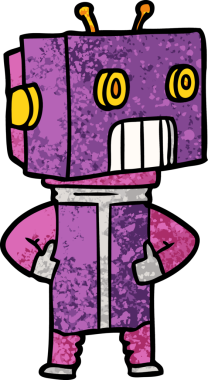 Bir insan tarafından çizilmiş çizgi film robotu