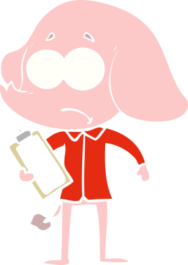 Düz renkli çizgi film. Bir insan tarafından çizilmiş belirsiz fil.