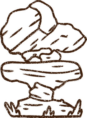 Bir insan tarafından çizilmiş istiflenmiş Kayalar Kömür Çizimi