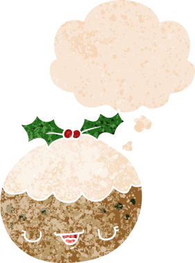 Düşünce baloncuklu tatlı çizgi film pudingi grunge dertli eski moda bir insan tarafından çizilmiş