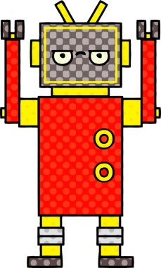 Bir insan tarafından çizilmiş rahatsız bir robotun çizgi romanı.