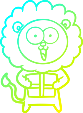 Bir insan tarafından çizilmiş mutlu çizgi film aslanı çizimi.