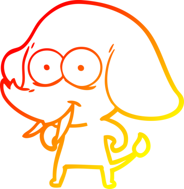 Bir insan tarafından çizilmiş mutlu bir filin sıcak çizgi çizimi