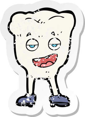 Bir insan tarafından çizilmiş karikatür dişli bir çıkartmanın gerilemiş hali.