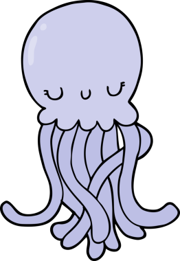 Bir insan tarafından çizilmiş sevimli denizanası çizgi filmi.