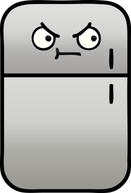 Bir insan tarafından çizilmiş bir buzdolabının gölgelenmiş karikatürü.