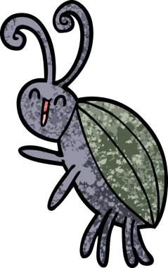 Bir insan tarafından çizilmiş mutlu bir böcek.