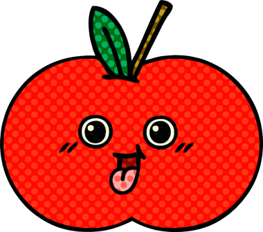 Bir insan tarafından çizilmiş kırmızı elma çizgi filmi.