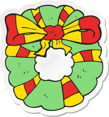 Bir insan tarafından çizilmiş Noel çelengi çıkartması.