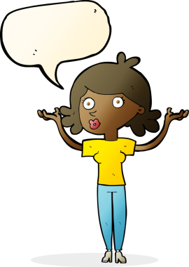 Bir insan tarafından çizilen konuşma baloncuğuyla kollarını havaya kaldıran çizgi film kadını.