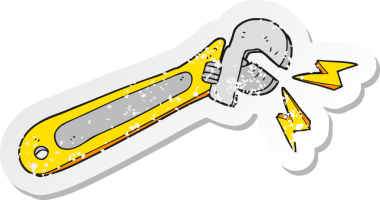 Bir insan tarafından çizilmiş ayarlanabilir bir çizgi filmin gerilimli etiketi.