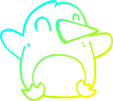 Soğuk gradyan çizgisi bir insan tarafından çizilmiş bir karikatür noel pengueni.