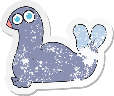 Bir insan tarafından çizilmiş bir karikatür mührünün gerilmiş yapıştırması.