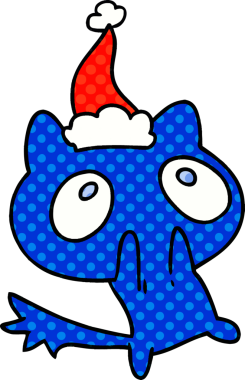 Bir insan tarafından çizilmiş kawaii kedisinin el çizimi karikatürü.