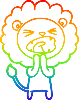 Gökkuşağı gradyan çizgi çizimi Bir insan tarafından çizilen dua çizgi aslan