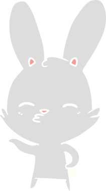 Bir insan tarafından çizilmiş tuhaf düz renkli tavşan.