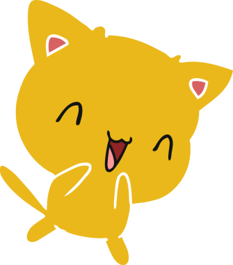 Bir insan tarafından çizilmiş kawaii kedisinin serbest çizimi.