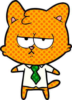 Bir insan tarafından çizilmiş sıkıcı çizgi film kedisi.