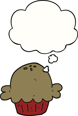 Bir insan tarafından çizilmiş düşünce baloncuklu çizgi film pastası.